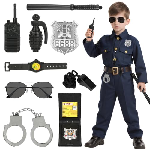 Alaoo 9 Stück Polizei Kostüm Zubehör für Kinder,Polizei Spielzeug Kinder mit Walkie Talkies Handschellen Abzeichen Baton Pfeife Sonnenbrille Karneval Halloween Mottoparty Cosplay Polizei Ausrüstung Alaoo 9 Stück Polizei Kostüm Zubehör für Kinder,Polizei Spielzeug Kinder mit Walkie Talkies Handschellen Abzeichen Baton Pfeife Sonnenbrille Karneval Halloween Mottoparty Cosplay Polizei Ausrüstung von Alaoo