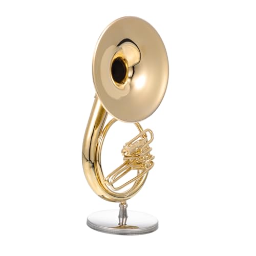 1 Satz Musikinstrumentenmodell Desktop-Spielzeug Sousaphon-Spielzeug Desktop-Ornamente bürodeko wohnzimmerdeko Simulationsinstrument Ornament realistisches Sousaphon-Modell Golden Alasum von Alasum