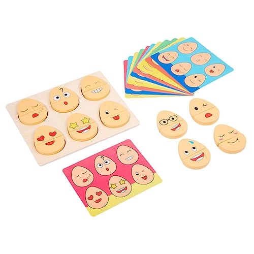 1 Satz -bausteinspielzeug Rätsel Kinderspielzeug Passender Block Kinder-Puzzle-Spielzeug Ausdruckspassendes Spielzeug Ausdrucks-Puzzle-bausteine-Spiel Lustiges Spielzeug Holz Alasum von Alasum