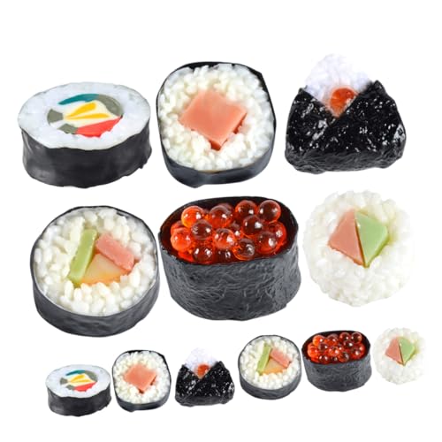 12st Sushi-Modell Simuliertes Essen Küchenspielzeug Vortäuschen Küchensimulationsspielzeug Sushi-Simulation Künstliches Sushi Sushi-replik Foto-Requisiten Sushi-Requisiten PVC Alasum von Alasum