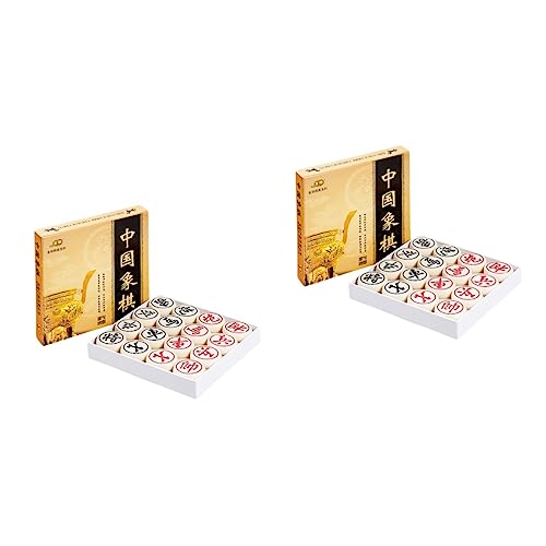 2St 3D lustiges Schach Schachspiel Chinesisches High-End-Schach Xiangqi Reisespiel 3D-Schachbrett Spielzeug frühes Lernspiel chinesisches Schach Bambus Beige Alasum von Alasum