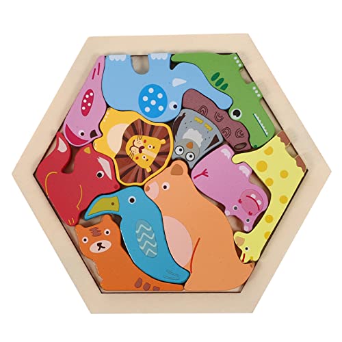 5 Sätze Holzblock Denksportaufgaben Spielzeug für Jungen ab 1 Jahr Karikatur Kinder Puzzle kinderpuzzle intelligentes Spielzeug für Kleinkinder tierisches Rätsel hölzern Colorful Alasum von Alasum