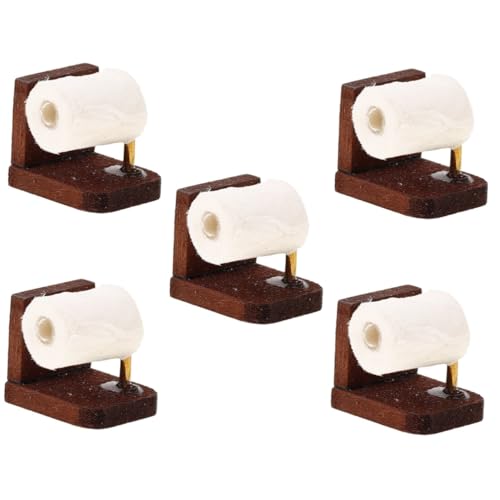 5St Mini-Rollpapier Puppenhaus-Szenenmodell Puppenhaus-Badezimmerdekoration Miniatur-Badezimmeraccessoire Spielzeug Gewebedekorationen Raumdekoration Miniatur-Zubehör Metall Coffee Alasum von Alasum