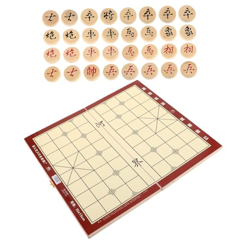 Alasum 1 Box Chinesisches Xiangqi Schachspiel Aus Holz Mit Faltbarem Brett Traditionelles Chinesisches Schachspiel Tragbares Reise Klappschachbrett Mit Holzfiguren von Alasum