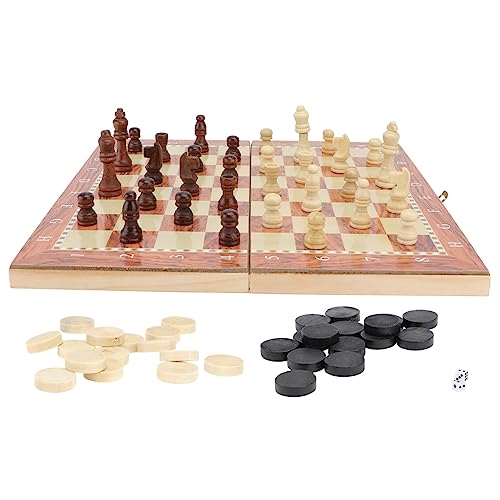 Alasum 1 Satz 3 in 1 Schach chinesisches Schach interaktives Spielzeug Familienspielspielzeug Schach für Kinder Chess Set Checker-Schach-Spielzeug Schachspiel Spielzeug hölzern Brown von Alasum