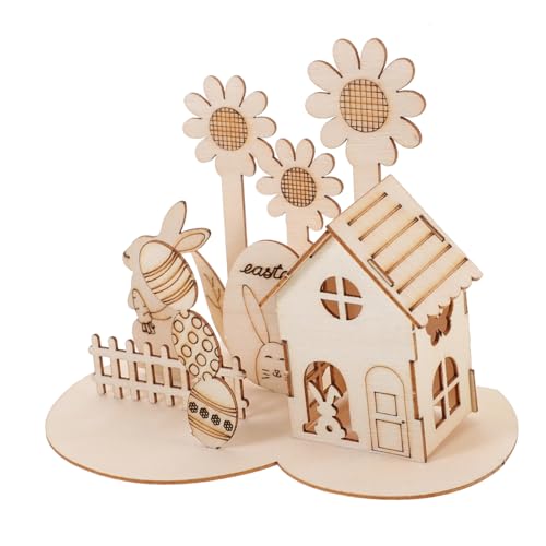 Alasum 1 Satz 3D-Puzzle-Kaninchen Puzzlematte 3D-Montagepuzzle 3D-Osterpuzzle aus Holz Osterspielzeug für Kleinkinder Lernen Puzzle- Holzpuzzles für Kleinkinder Lernpuzzle von Alasum