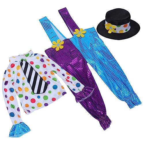 Alasum 1 Satz Abschlussball-Clown-kostüm Junge Kleid Kleidung Clown-Anzug Für Kinder Clown-weihnachtskleidung Für Kinder Performance-kostüm Abschlussballkleid Für Kinder Junge Anzug Stoff von Alasum