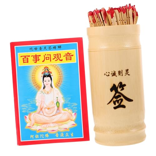 Alasum 1 Satz Avalokitesvara-Lotterie Wahrsagespiele Wahrsagestäbchen-Set Glückskekse chinesische Weissagung japanische Geld Fortune-Sticks-Kit Glücksbringer Buch Lostopf Papier von Alasum