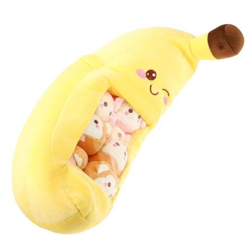 Alasum 1 Satz Bananenkissen kopfkissen gefüllte Banane Plüschpuppen für Mädchen Fruchtplüsch Banane Stofftier gefülltes Bananenspielzeug Bananenplüsch Fruchtkissen kurzer Plüsch Yellow von Alasum