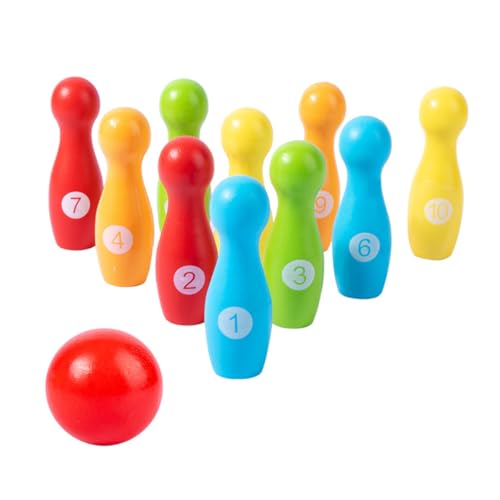 Alasum 1 Satz Bowling Outdoor draußen Set Educational Toys Sportspielzeug für Kleinkinder Lernspielzeug für Kleinkinder hölzern Colorful von Alasum