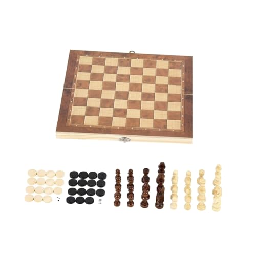 Alasum 1 Satz DREI in Einem Schach Denksportaufgaben Für Kinder Mini Schach Kinder Schachbrett Backgammon-Schachbrett Schachspielbrett Turnier Schachbrett Brettspiel Für Kinder Hölzern von Alasum