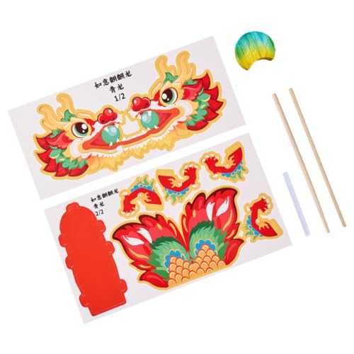 Alasum 1 Satz Drachenspielzeug Aus Papier Drachendekoration Aus Chinesischem Papier Drachen-banner-papierpickel Kinder Diy Zubehör Drachendekor Aus Chinesischem Papier Hölzern Rot von Alasum