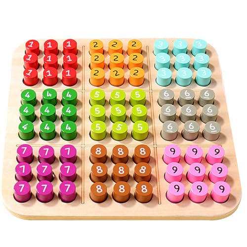 Alasum 1 Satz Einfaches Regenbogen-Sudoku Holzspielzeug Ball-Sudoku Steckbrett Sudoku- zum Lernen von Arithmetik Sudoku-Spiel Schach Kinderbedarf hölzern Colorful von Alasum