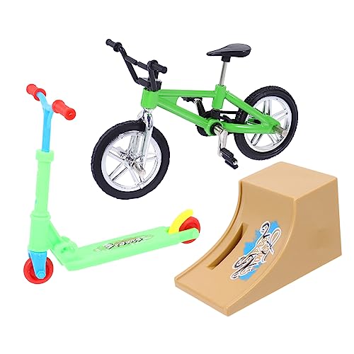 Alasum 1 Satz Fingerrad Mini-Fahrrad Mini-Skateboard Mini- Sportroller Fingerbike Mit Rampe Fingerspitzen-bewegungsspielzeug Fingerscooter Aluminiumlegierung von Alasum