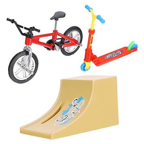 Alasum 1 Satz Fingerrad Mini-Skateboards Minispielzeug Für Kinder Fingerbike Mit Rampe Finger-Skateboard-rampen Tragbarer Roller Heimtrainer Finger-Scooter-Spielzeug Park-kit Plastik Rot von Alasum