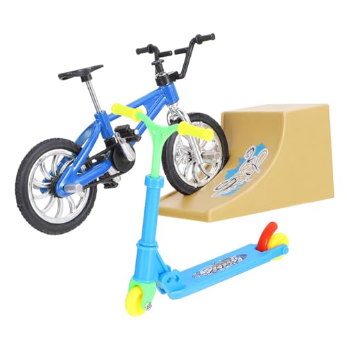 Alasum 1 Satz Fingerrad Sportroller Fingerbike mit Rampe Fingerfahrräder Park-Kit Minirampe Spielzeug für Kinder kinderspielzeug Finger Fahrradrampe Lernspielzeug Aluminiumlegierung Blue von Alasum