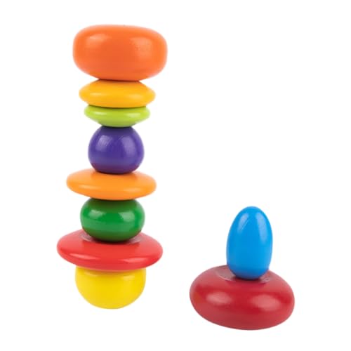 Alasum 1 Satz Gestapelte Steine Balance-Stacking-Spiel Pädagogisches Montessori-Spielzeug Bausteine ​​aus Stein Steine ​​stapeln Bunte Blöcke, Die Spielzeug Stapeln Hölzern Colorful von Alasum