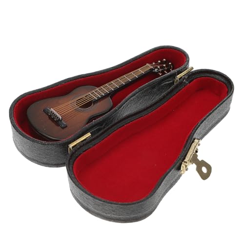 Alasum 1 Satz Gitarrenverzierungen Akustikgitarren-Statue Mini-Gitarren-Dekoration Klassische Miniaturpuppen Miniaturen E-Gitarre Simulations-Ukulele Miniatur-zubehör Black Kupferdraht von Alasum