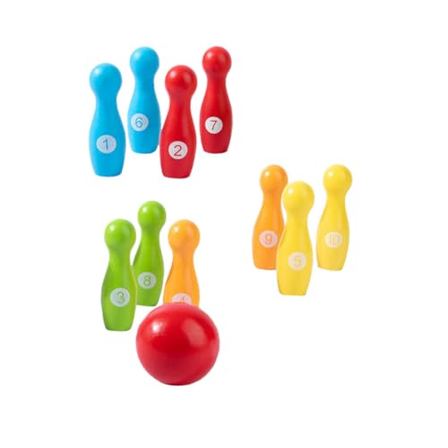 Alasum 1 Satz Hölzernes Zahlen-Bowling Kinderspiel Kinder bowlen Zahlenlernspiel Kinder Bowling Set weinachtsgeschenke Kinder Boy Toys Spielzeug Bildungsbedarf Bowling-Spielset für Kinder von Alasum