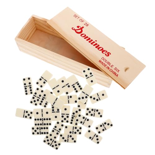 Alasum 1 Satz Holz-dominosteine ​​für Familienfeiern, Outdoor-brettspiel, Klassische Brettspiele, Standard-Domino-Fliesen, Holz-Dominos-Set von Alasum