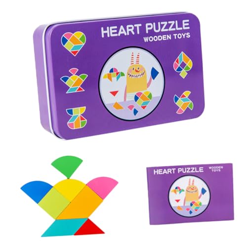 Alasum Puzzles Kinder 1 Set Holz Pädagogisches Puzzle Geometrische Form 7-teiliges Kinder Spielen Spielzeug Bean Puzzle von Alasum