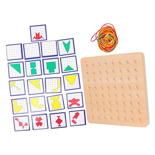 Alasum 1 Satz Holzspielzeug Kindergarten Lernspielzeug Geobrettspiel Grafisches Lernspielzeug Geoboard Mathematische Grafik Gehirnspielzeug Grafisches Geoboard Nagelbrett Hölzern Colorful von Alasum