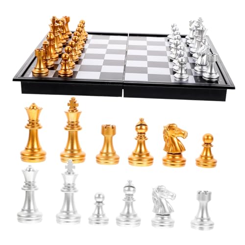 Alasum 1 Satz Internationales Schach Spiele Damespiel Schachbrett Schachbrett für Schachbrett für Picknick Schachbrett faltbares Brettspiel magnetische Dame Plastik von Alasum