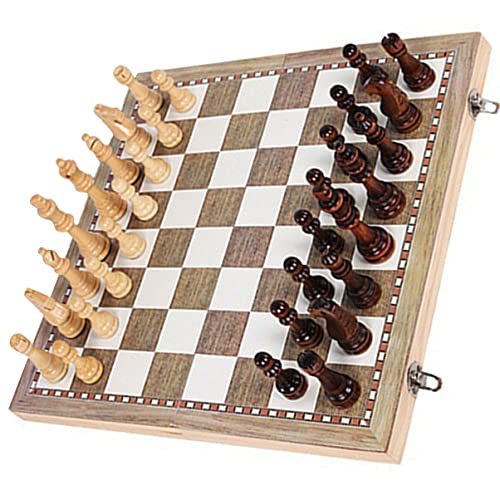 Alasum 1 Satz Internationales Schachset Schachbrett Spiele Magnetisches Schach Kinderspielzeug Dame Pädagogisches Schach Lernspielzeug Zusammenklappbares Schachset Holz von Alasum