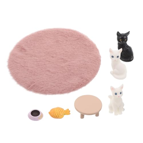 Alasum Vielseitige Figuren 7pcs Katze Plüsch Spielzeug Realistische Miniatur Puppenhaus Zubehör für Wohnkultur von Alasum