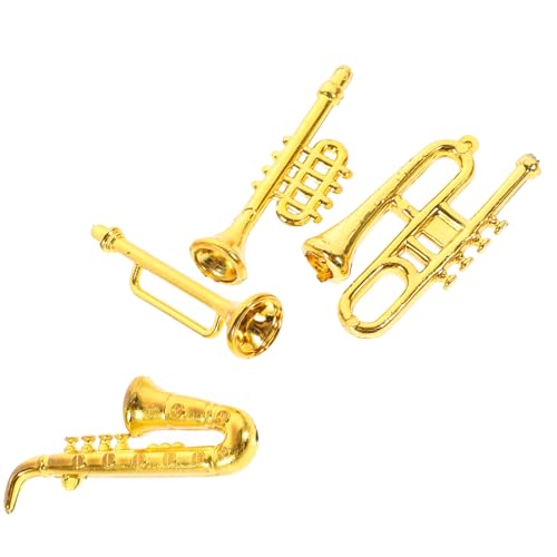 Alasum 1 Satz Klassisches Musikinstrument Mini-Spielzeug Miniaturen Miniatur-Saxophon Mini-Musikinstrument Mini-mittelgebläse Miniaturinstrument Mini-instrumentenverzierung Pp Golden von Alasum