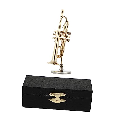 Alasum 1 Satz Kleine Verzierungen Vintage Tuba-Figur Häusliche Einrichtung Zarter Trompetenschmuck Mini-trompetenfigur Schreibtisch Büro Dekor Einweihungstrompetendekoration Golden Metall von Alasum