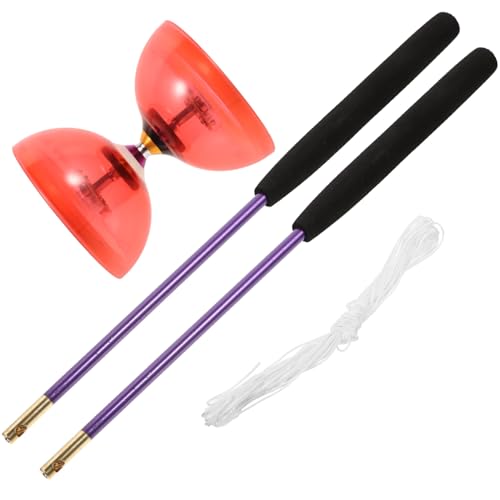 Alasum 1 Satz Kristall Lager Diabolo Jonglieren zabawki stymulujące rozwój Educational Toys Chinesisches Jo-Jo für klassisches Diabolo Kristalldiabolo TPU-Weichkleber rot von Alasum