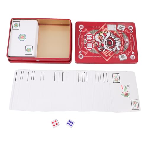 Alasum 1 Satz Mahjong-Poker Karten pokerspiel Spielkarte Party-Mahjong-Karte Mahjong-Scorekarte Mahjong-Tisch Reise-Mahjong Mahjong-Karte aus PVC Mahjong-Karte für zu Hause Papier rot von Alasum