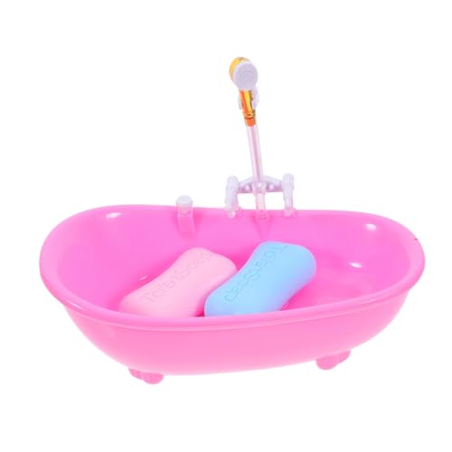 Alasum 1 Satz Mini-Badespielzeug Puppenhausmöbel Puppenhaus-Waschbadewanne Mini Badewanne Spielzeug Puppenhaus Spielzeug Mini-Puppenbadewanne Badezimmer-Szene-Requisite Abs Rosa von Alasum