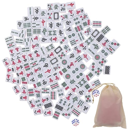 Alasum 1 Satz Mini-Mahjong Mahjong Spiele Mahjong Game Mahjong-Kit Mahjong-Spiel zu Hause tragbares Mahjong-Spiel Spielzeug tragbare Mahjong-Fliesen Reise Tischspiel Mahjong Melamin von Alasum