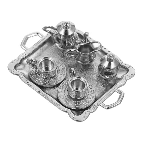 Alasum 1 Satz Mini-teeset So Tun, Ob Spielzeug Wäre Rollenspielset Mini-teetasse Mini-hausdekoration Puppenhausminiaturen Küche Rollenspiel Mini-tassen Teezubehör Legierung Silver von Alasum