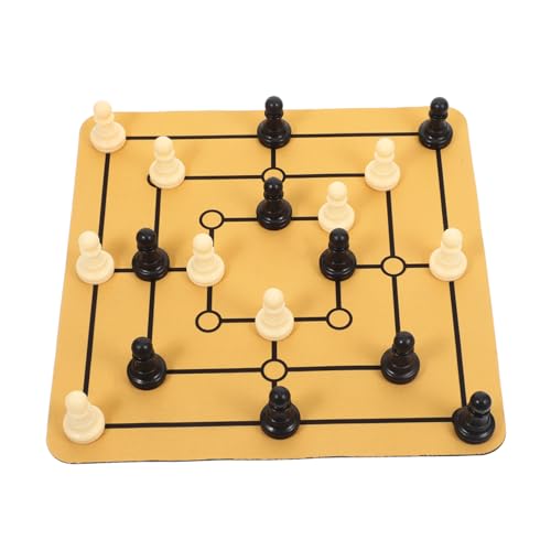 Alasum 1 Satz Neun Figuren Schach Familientischspiel Unterhaltungs-brettspiel Tragbares Schach Tischspaß Neun Herren-Morris-brettspiel Morris-Party-Unterhaltung Schachtisch Spielbrett Abs von Alasum