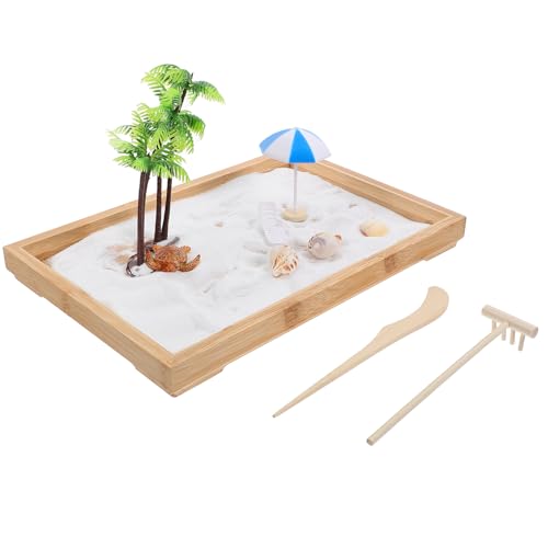 Alasum 1 Satz Ocean Beach Sandtisch Zen-Garten-Sandstrand Strand-Zen-Garten Für Den Schreibtisch Mikrofigur Bausatz Ocean Garden Miniaturlandschaft Szene Plastik von Alasum