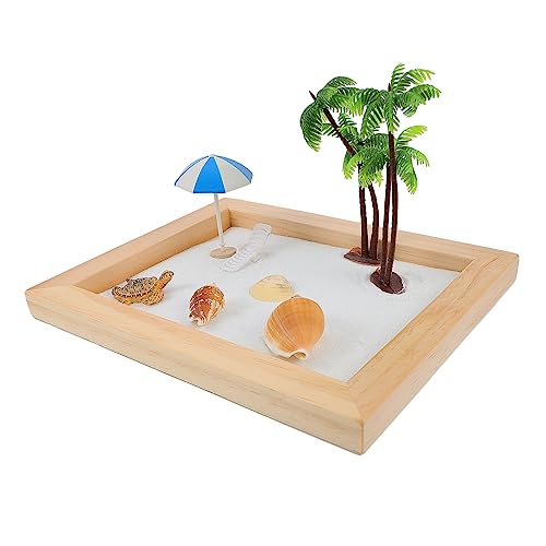 Alasum 1 Satz Ocean Sand Tischdekoration Miniaturverzierung Im Strandstil Szene Ozeanszenen-sandtisch Ocean Sea Life Mini-sandkasten Miniaturdekoration Hölzern von Alasum