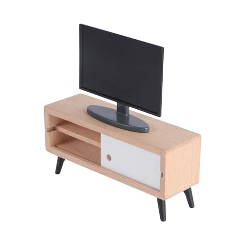 Alasum Miniatur Fernseher Mit TV Schrank Puppenhaus öbel Zubehör Realistische Dekoration Für Miniatur Szenen Und TV öbel Deko Für Puppenhäuser von Alasum