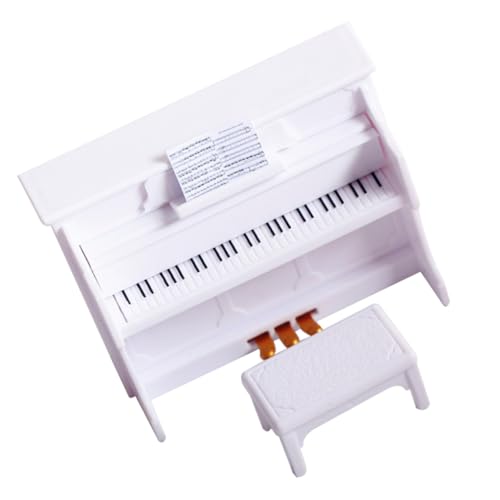 Alasum 1 Satz Puppenhaus-Klavier Möbelverzierung Miniaturen Mini-Puppenhaus Schemel Musik adventsgeschenke Kinder Miniature House Mini-Hausdekoration Zubehör für Mikromodelle Plastik Weiß von Alasum