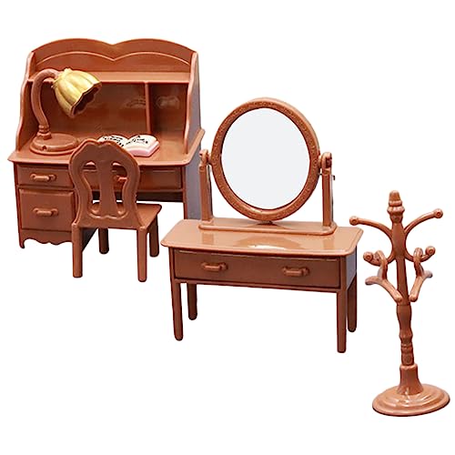 Alasum 1 Satz Puppenhaus Schreibtisch Kinderspielzeug Krippenschmuck für Kinder Miniatur Mini-Zubehör Spielzeug für Kinder Toys Mini-Stuhl simuliertes Möbeldekor Plastik Brown von Alasum