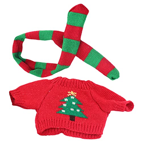 Alasum 1 Satz Puppenhauskleidung Weihnachtspuppenkostüm Kostüme für Mädchen Weihnachtspuppen-Outfit puppenkleidung Puppen Kleidung Kleider Puppenschal Mini-Hauspuppenpullover Stoff von Alasum