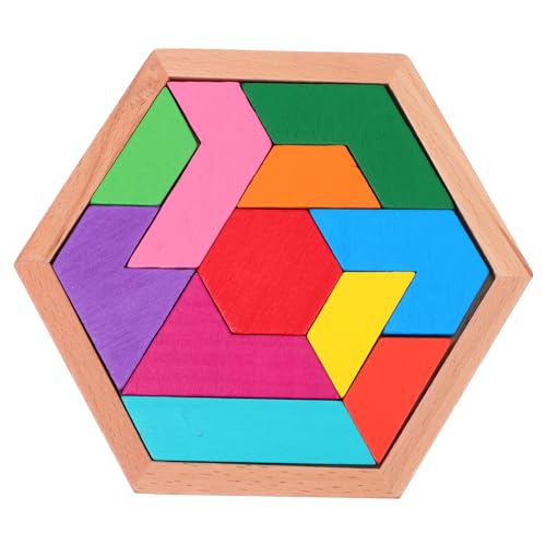 Alasum 1 Satz Puzzle-Bausteine Tangram-Puzzle Tangram-Rätsel für holzpuzzle Tangram Kinder Puzzle Logic Games Spielzeug Sechseck-Puzzle Rätsel zum frühen Lernen hochwertiges Holz Colorful von Alasum