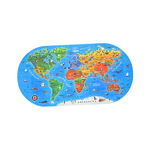 Alasum 1 Satz Puzzle Geographie Rätsel Schmusespielzeug Montessori-Spielzeug-rätsel Welt Lernspielzeug Für Vorschulkinder Rätsel Der Frühen Bildung Englisches Lernspielzeug Blue Papier von Alasum