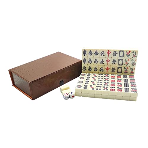 Alasum 1 Satz Reise Freizeit Mahjong Reise-Mahjong-Spielzeug Traditionelles Mahjong Chinesisches Mahjong Reisespielzeug Japanische Spielzeuge Mahjongg Mahjong-kit Mit Würfeln Acryl von Alasum