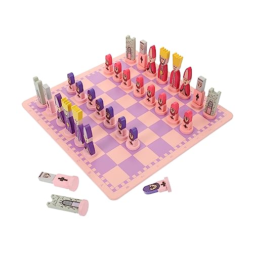 Alasum 1 Satz Schach Spielzeug Schachspiel Puzzle-Schachbrett magnetisches Schach Kinderschach Schachbrett Kinder Schachbrett für Kinder Cartoon-Reiseschach Bildung Schach hölzern Violett von Alasum