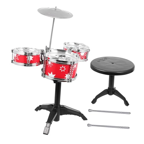 Alasum 1 Satz Schlagzeug für Kinder musikalisches Trommelspielzeug für Babys Spielset -Kit Spielzeug musikinstrumente lustige Musikspielzeuge Jazz-Drum-Spielzeug Plastik rot von Alasum