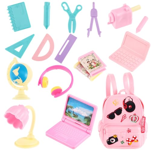 Alasum Puppenhaus Zubehör Puppenhaus 1 Satz Schreibwarenzubehör Aus Kunststoff Für Mädchen Miniaturen Mädchen Mini-schulbedarf Bastelsets Puppenrucksack Puppenkleidung Mädchenspielzeug Tasche PVC von Alasum