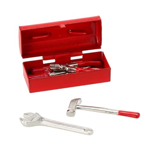 Alasum 1 Satz Simulations-Toolbox Cute Decor Mini Tool Miniatur-Möbelwerkzeuge Miniatur-Hauswerkzeuge verschleißfestes Miniaturspielzeug dekoratives Miniaturspielzeug Legierung rot von Alasum